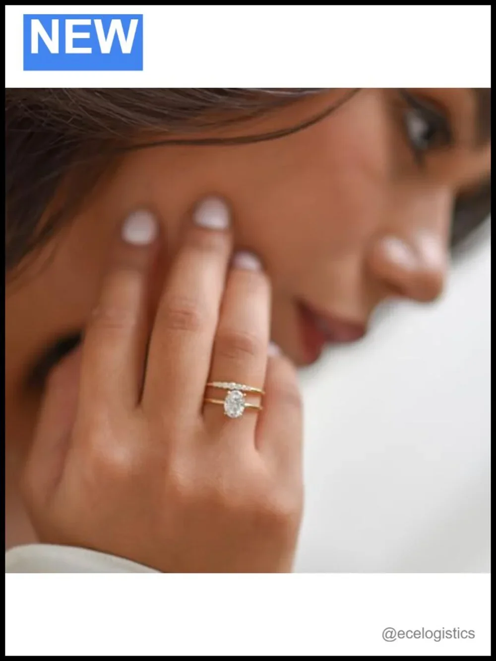 14K Gold Moissanite Ring 7 Stone Pavé Stackable Minimalist Band